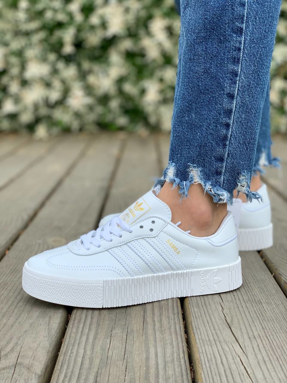 adidas samba leather white