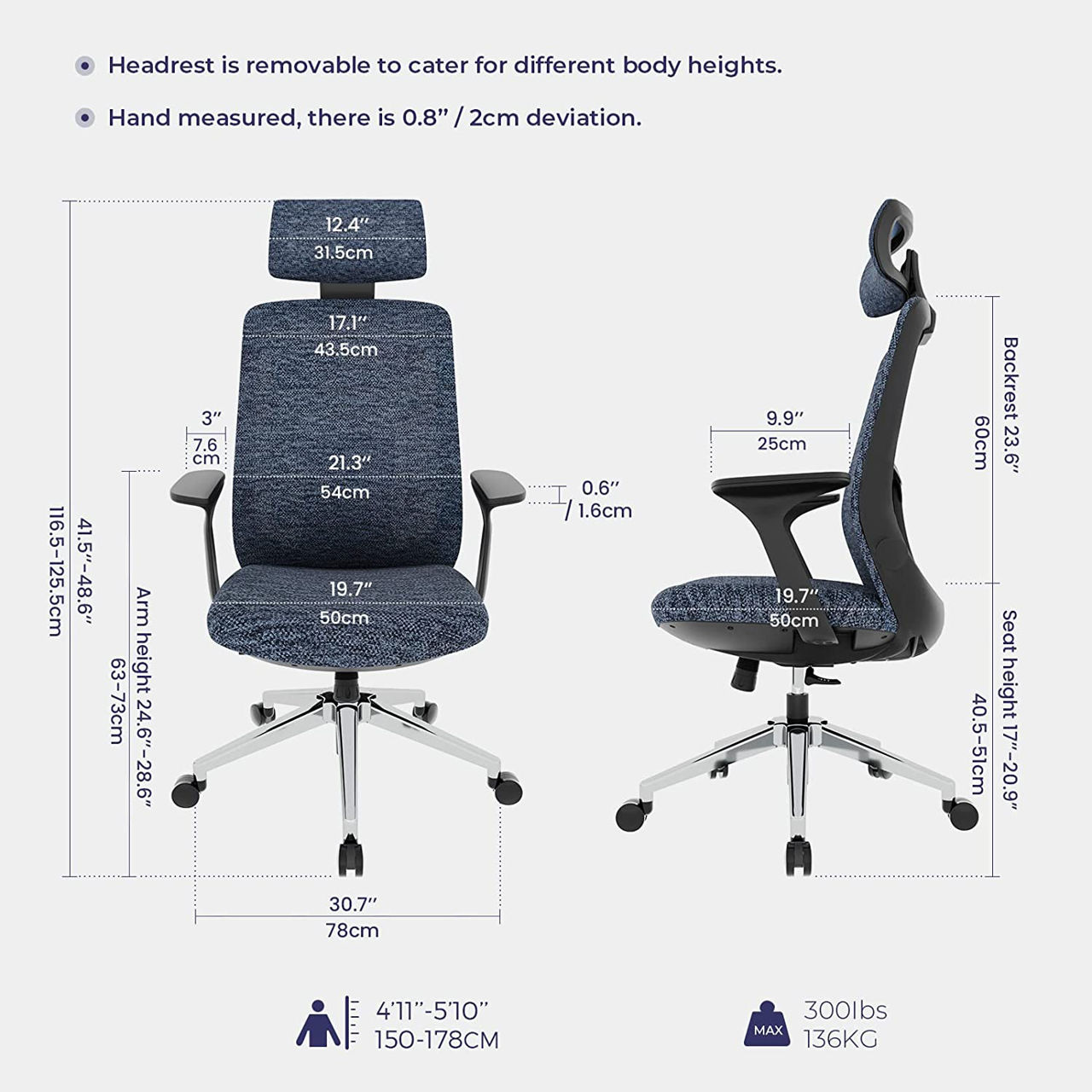 Scaun de birou ergonomic Dripex, Scaun de computer din plasă cu suport lombar/tetiera reglabilă фото 2