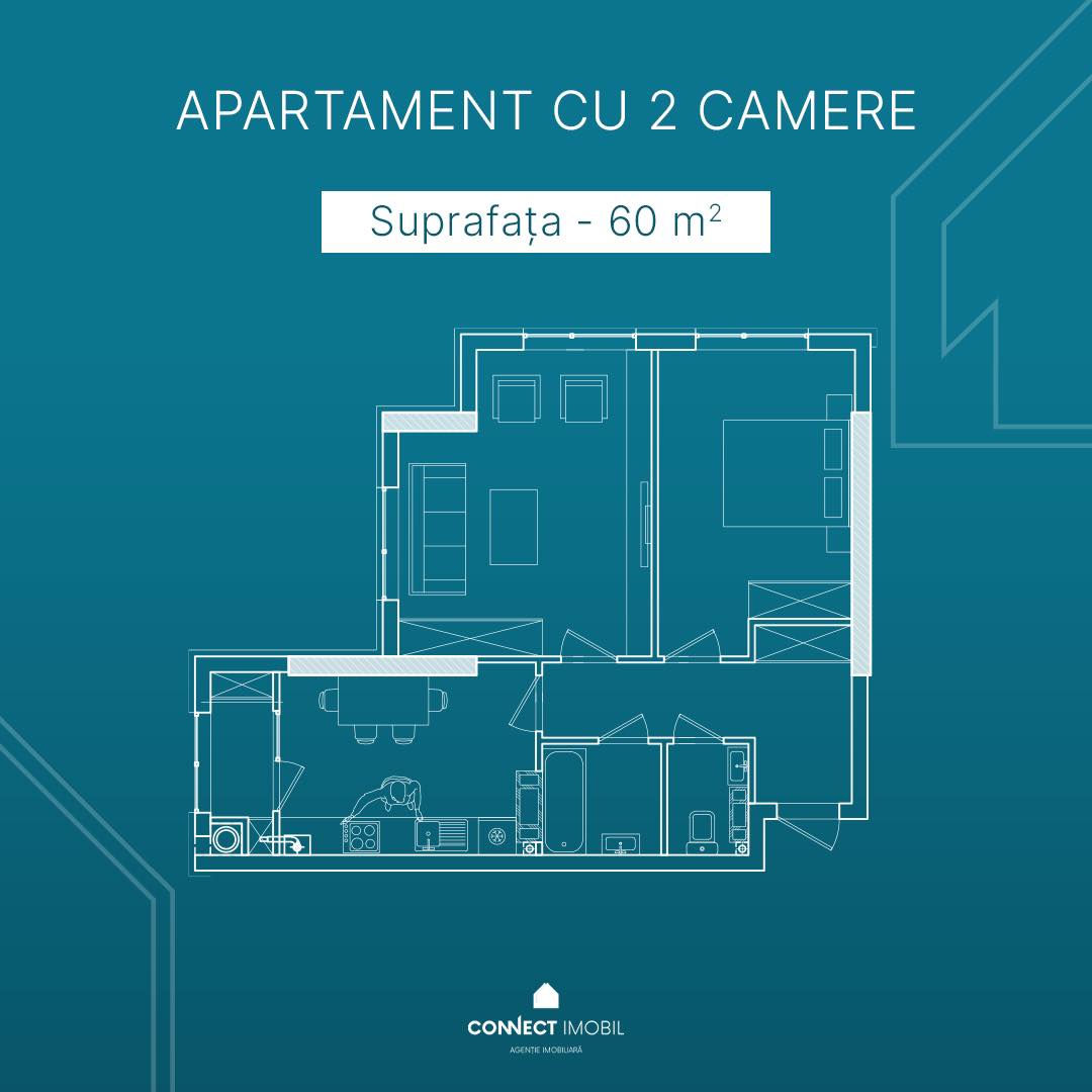 Apartament cu 2 camere, 38 m², Durlești, Chișinău foto 3