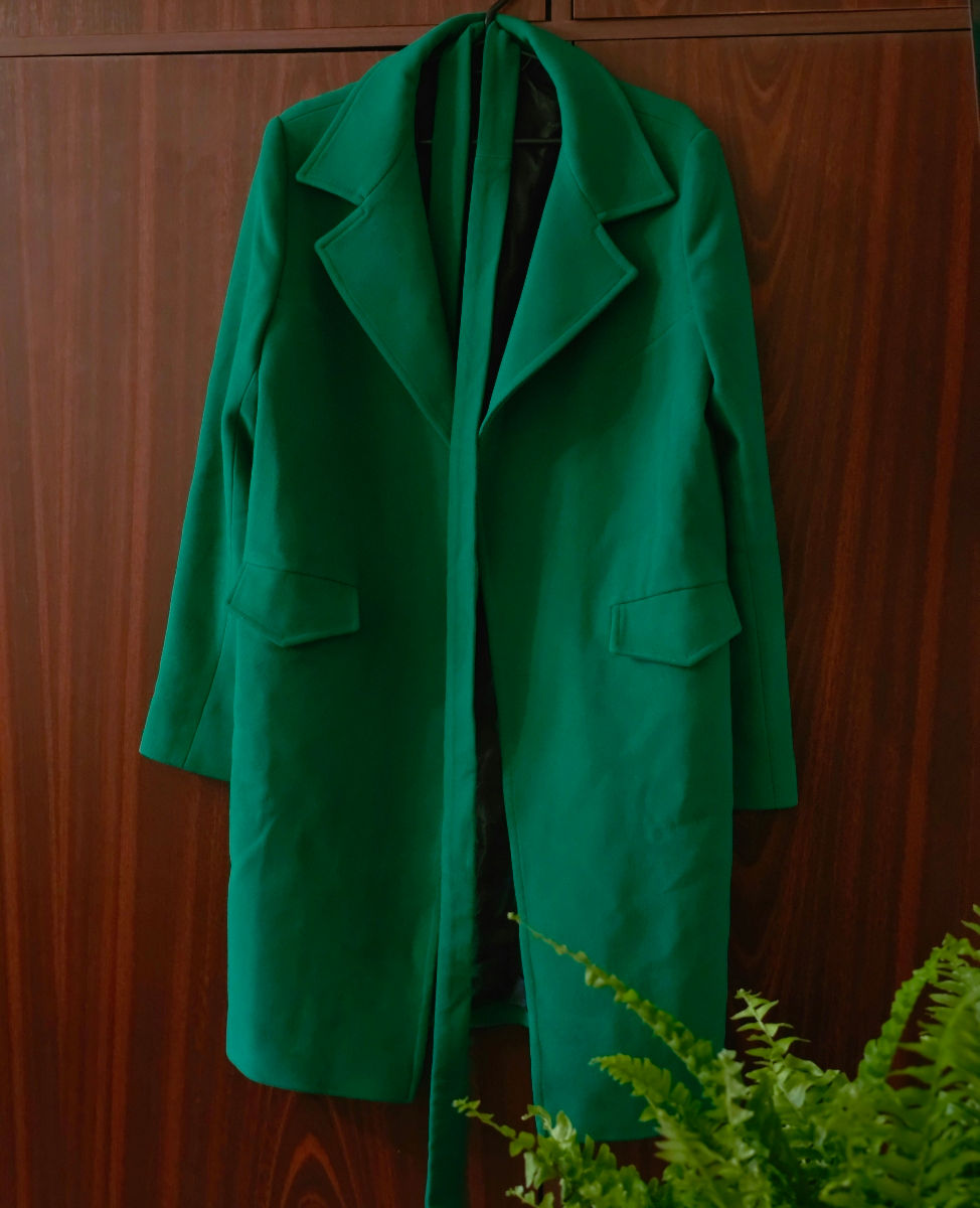 Palton verde smarald elegant cu cordon
 foto 0