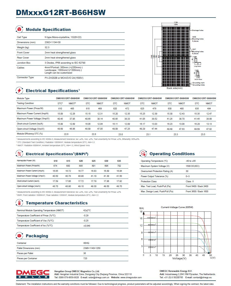 Panou solar DM620G12RT-B66HSW dmegc infinity bifacial foto 3