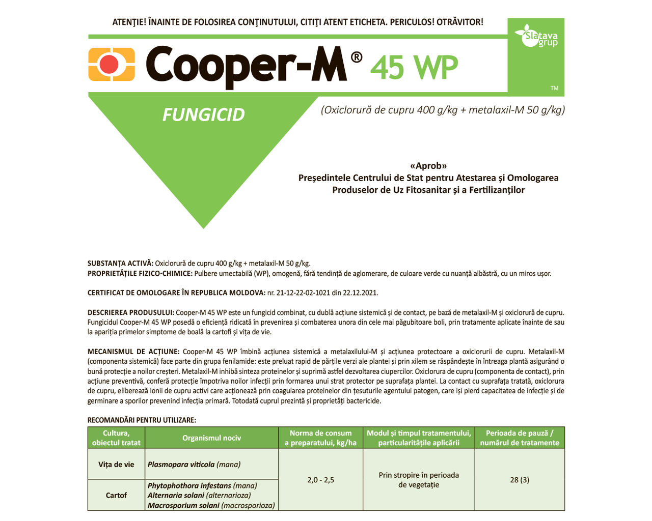 Super Ofertă!!! Fungicid Cooper-M 45 WP  Ambalaj: 20 g. foto 3