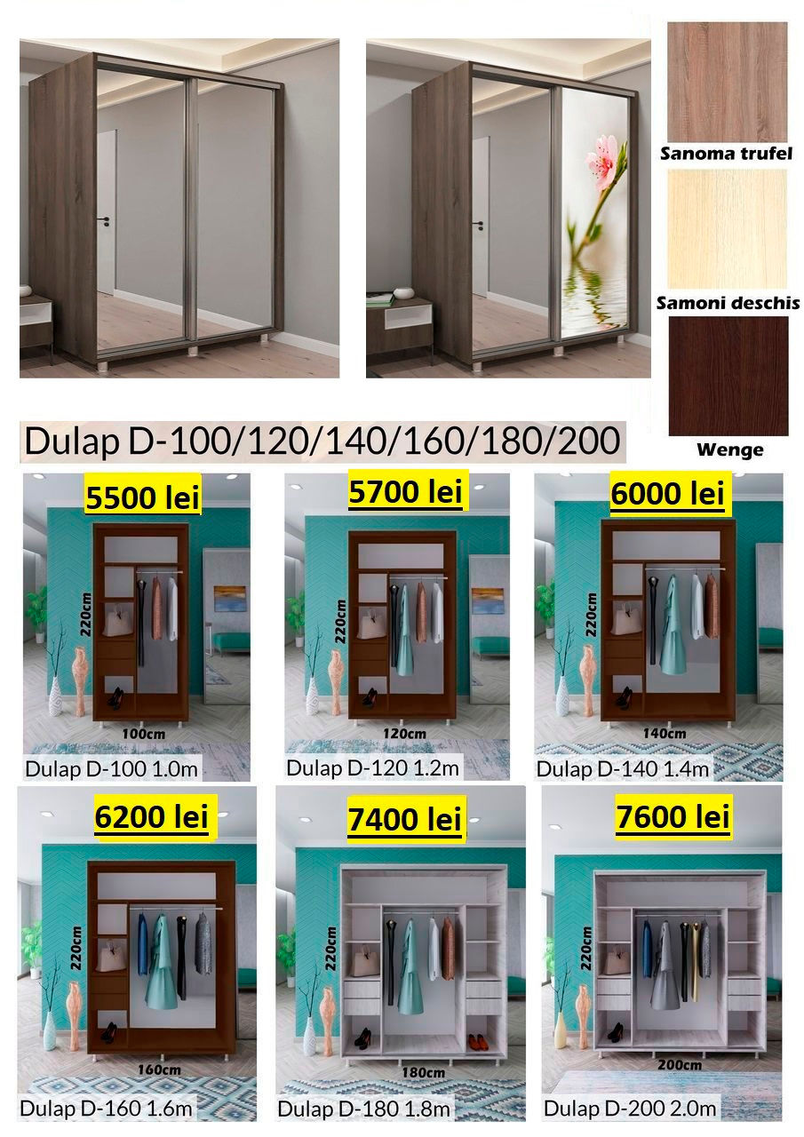 Credit ! Dulapuri cupe de la 1,0 la 2,0 r.m.Fabrica de mobilă.Шкафы купе от 1,0 до 2,0 м.п. foto 7