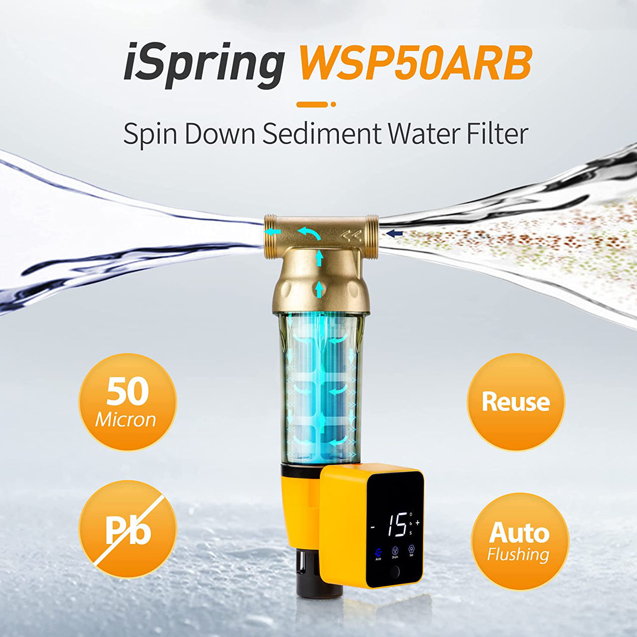 iSpring WSP50ARB Многоразовый вращающийся фильтр для осадочной воды foto 2