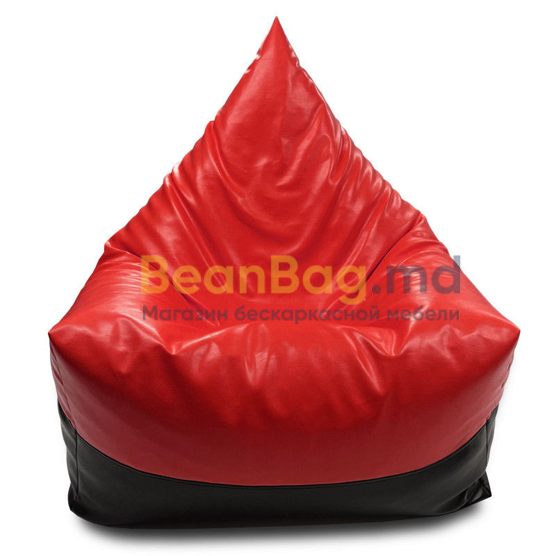 BeanBag Piramida XL din Ecopiele culoare Rosie foto 3