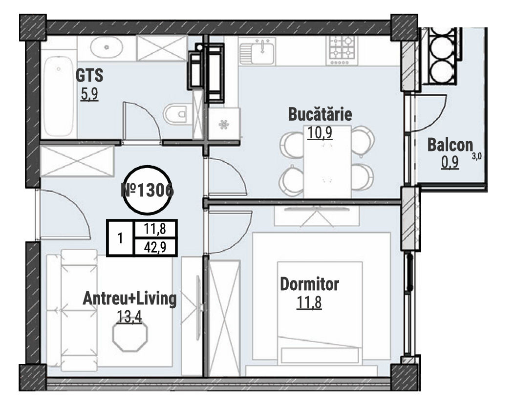 Apartament cu 1 cameră,  Durlești,  Chișinău,  Chișinău mun. foto 1