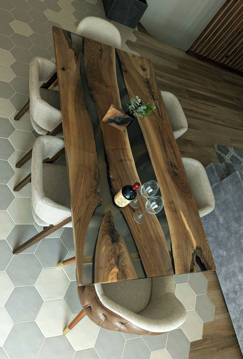 Mese din rășina epoxidică și lemn masiv  foto 0