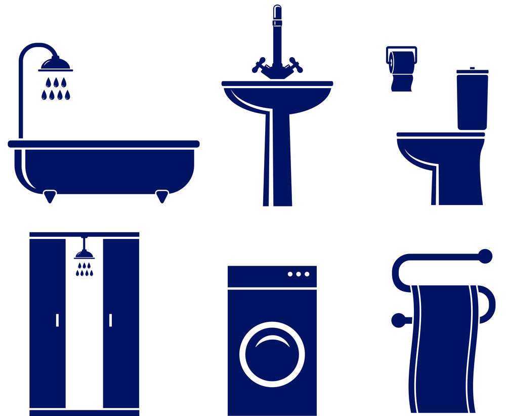 Ванна раковина и туалет иконки значки