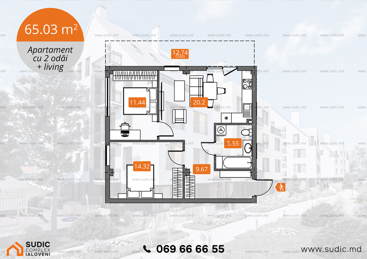 Apartament cu 2 camere,  Centru,  Ialoveni,  Ialoveni foto 3