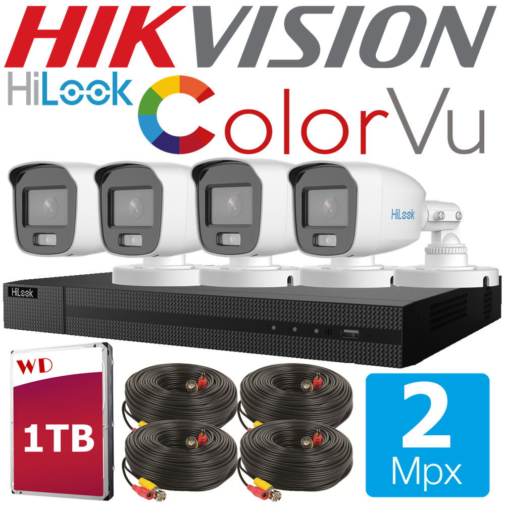 SET 4 camere Color noaptea Hikvision by HILOOK 2 megapixeli garantie 2 ani!!! foto 2