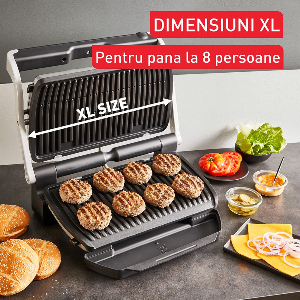 Gratar electric Tefal OptiGrill+ XL GC728D10, 2000W, 9 programe automate, argintiu-negru foto 6