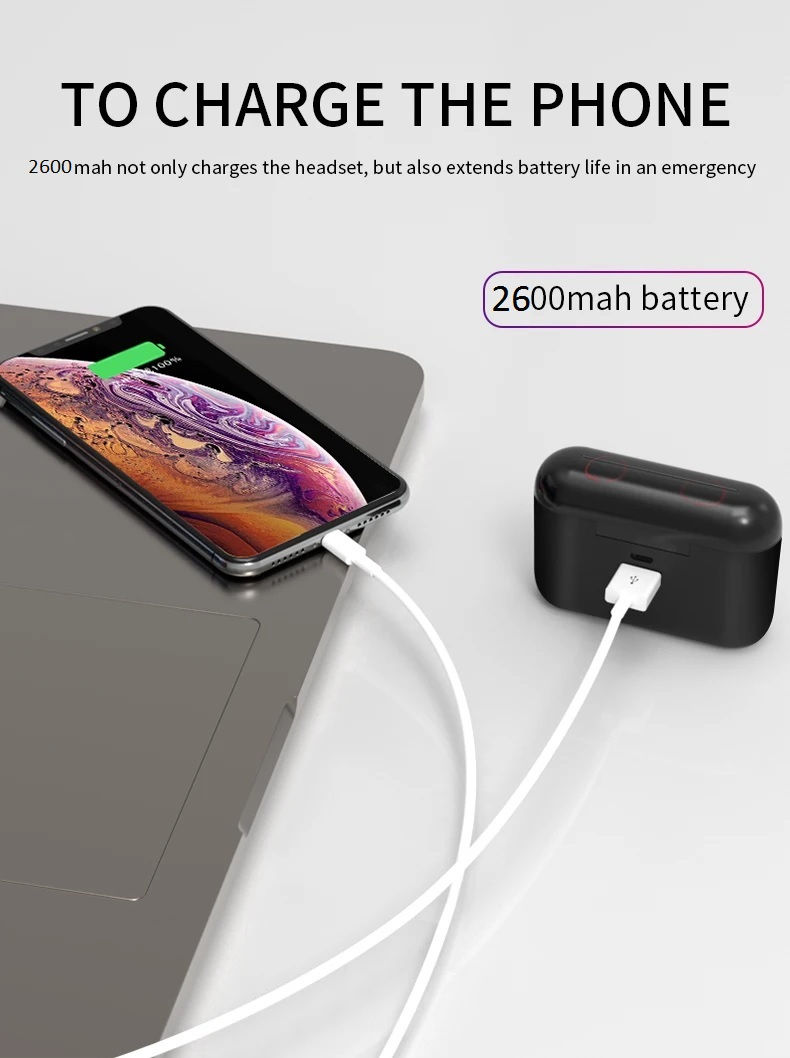 Беспроводные наушники HBQ-Q32 TWS Bluetooth V5.0 с зарядным кейсом и функцией Power Bank фото 2