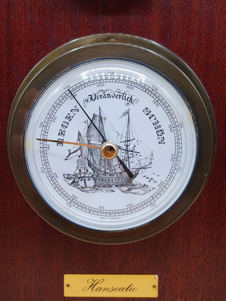 Barometru hanseatic cu ceas EBLE - Lemn foto 1