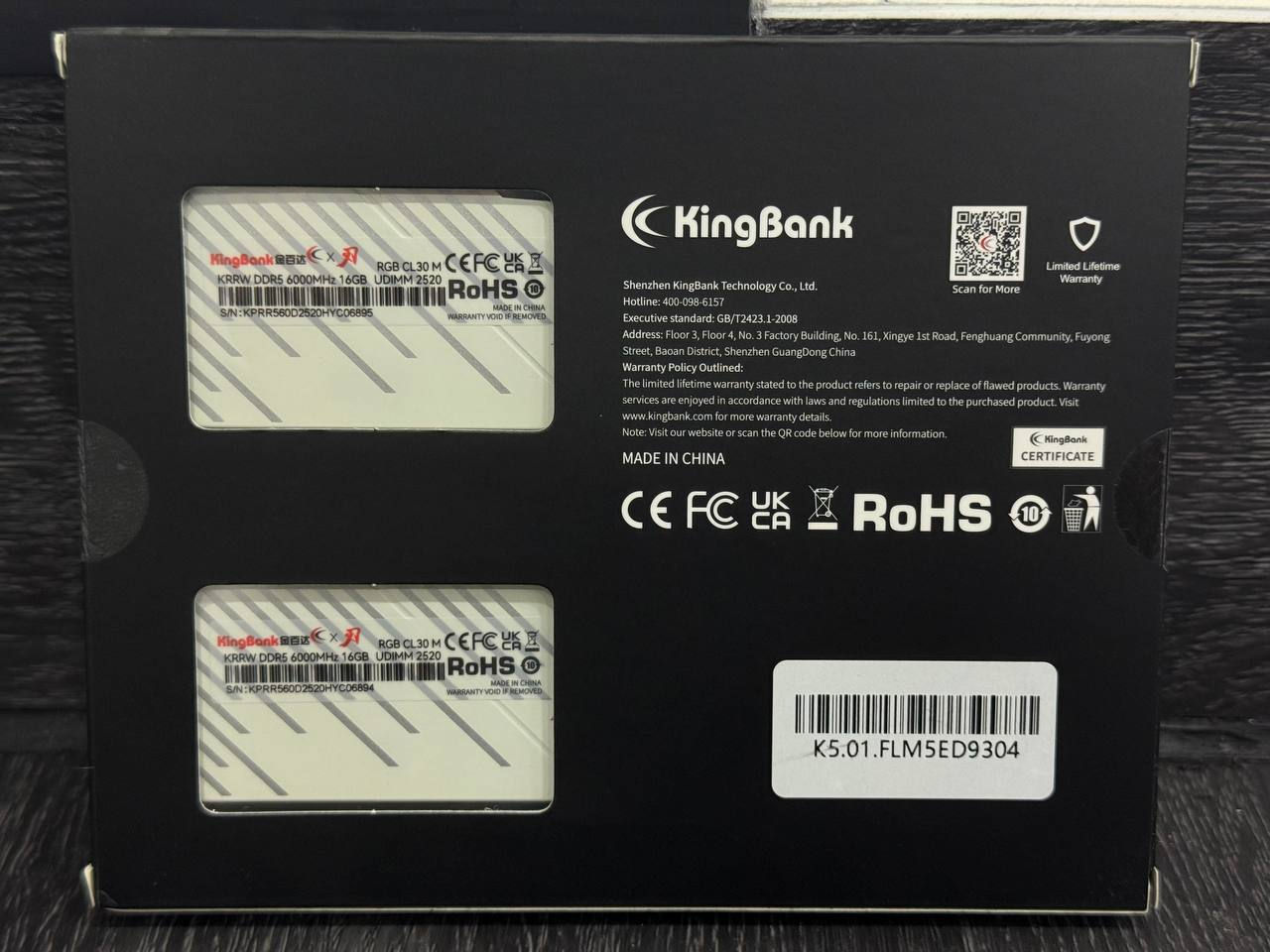 Ram DDR5 32gb 6000 CL 30 Kingbank (2x16) фото 1