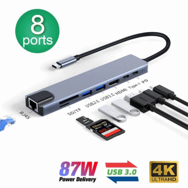 Док-станции.hub usb type C  to HDMIi, dp.usb type C  Vga Sd/tf Pd .lan. rj-45 .audio foto 17