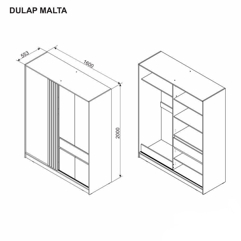 Dulap cupe Ambianta Malta 1.6m Cremona(Bej)/Grfit(Gri) foto 2