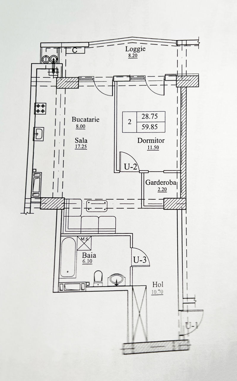 Apartament cu 1 cameră, 60 m², Botanica, Chișinău foto 2