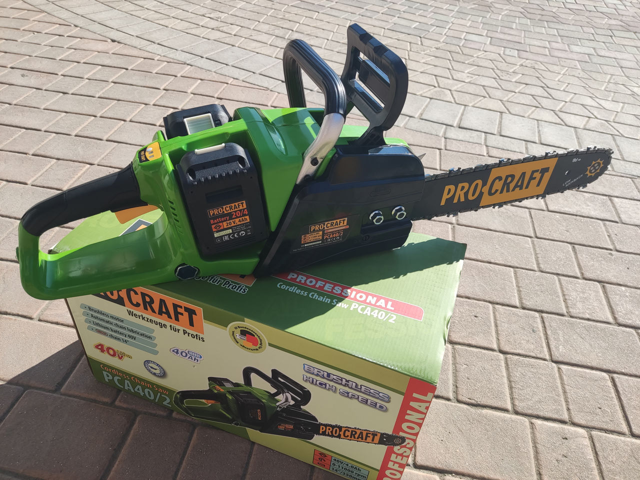 Профессиональная экамуляторная электропила procraft pca40/2 brushless !!! фото 2