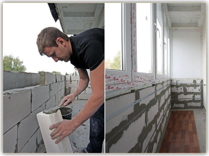 Ремонт балконы, расширение, кладка из газоблоков, цена уже с.