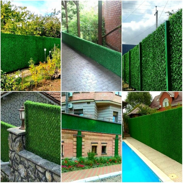 Panouri/garduri verzi decorative cu frunze artificiale. foto 5