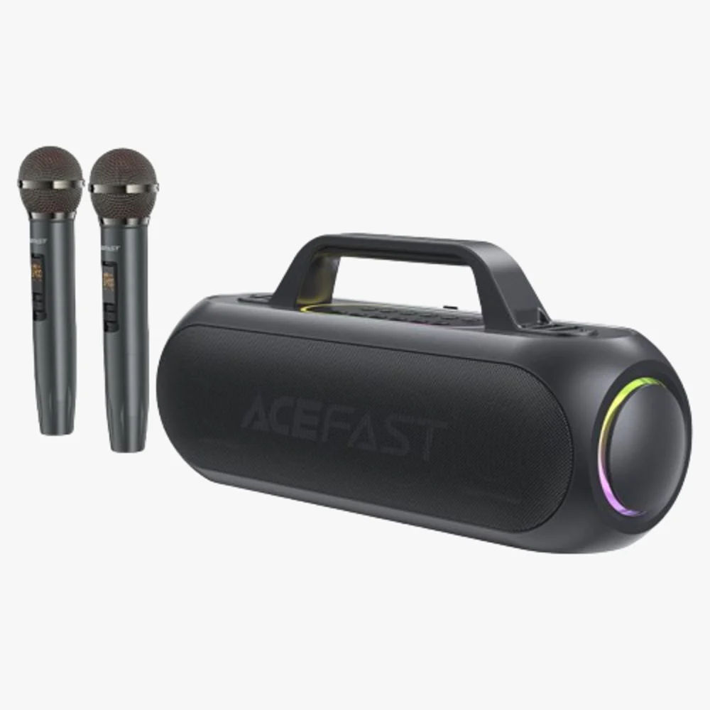 Set audio pentru karaoke cu doua microfoane AceFast K1 , negru foto 2