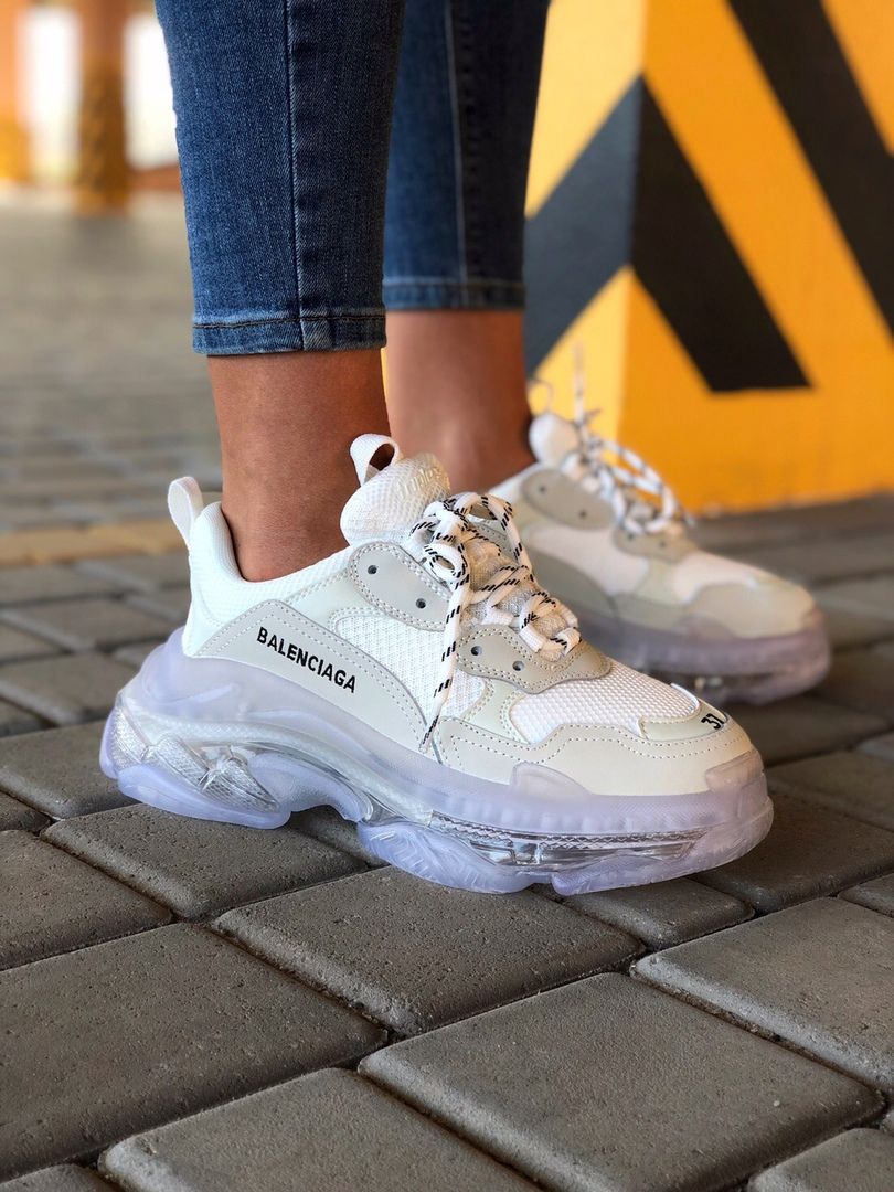 balenciaga triple s clear sole white womens