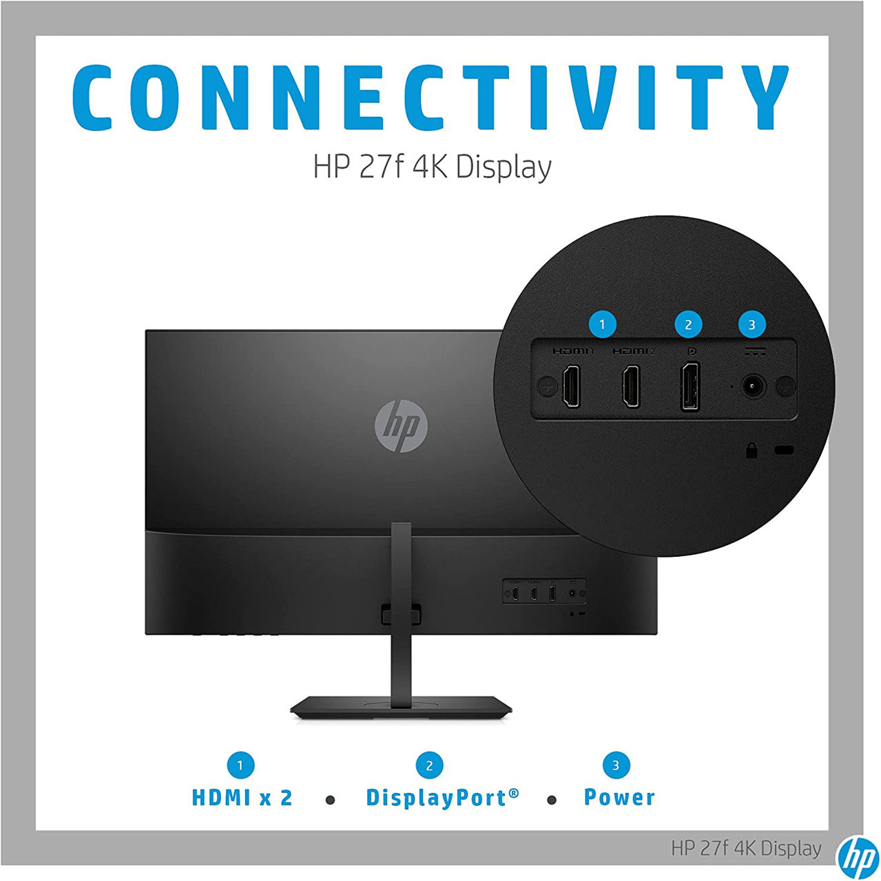 HP 27f 4k Ultraslim IPS LED Monitor (3840 x 2160) 27 Inch 2 HDMI, 1 ...