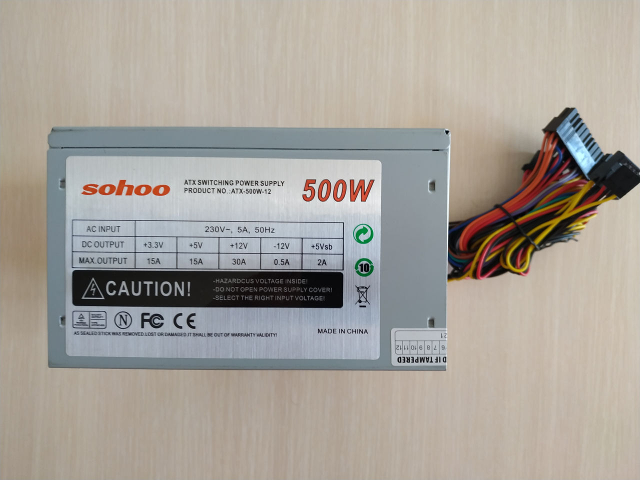 Новый блок питания Sohoo ATX-500W