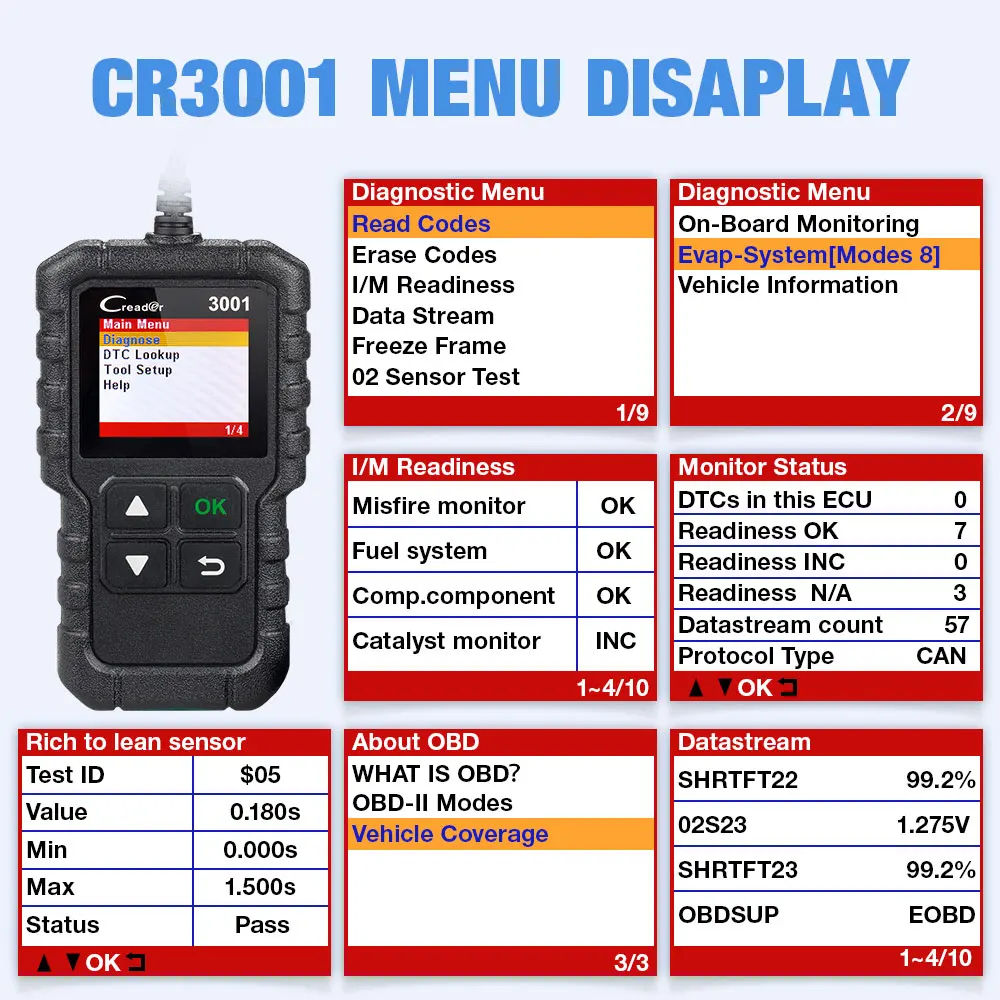 Scaner OBD2 / Diagnostica Auto / Авто Диагностика / Launch CR3001 CReader foto 2