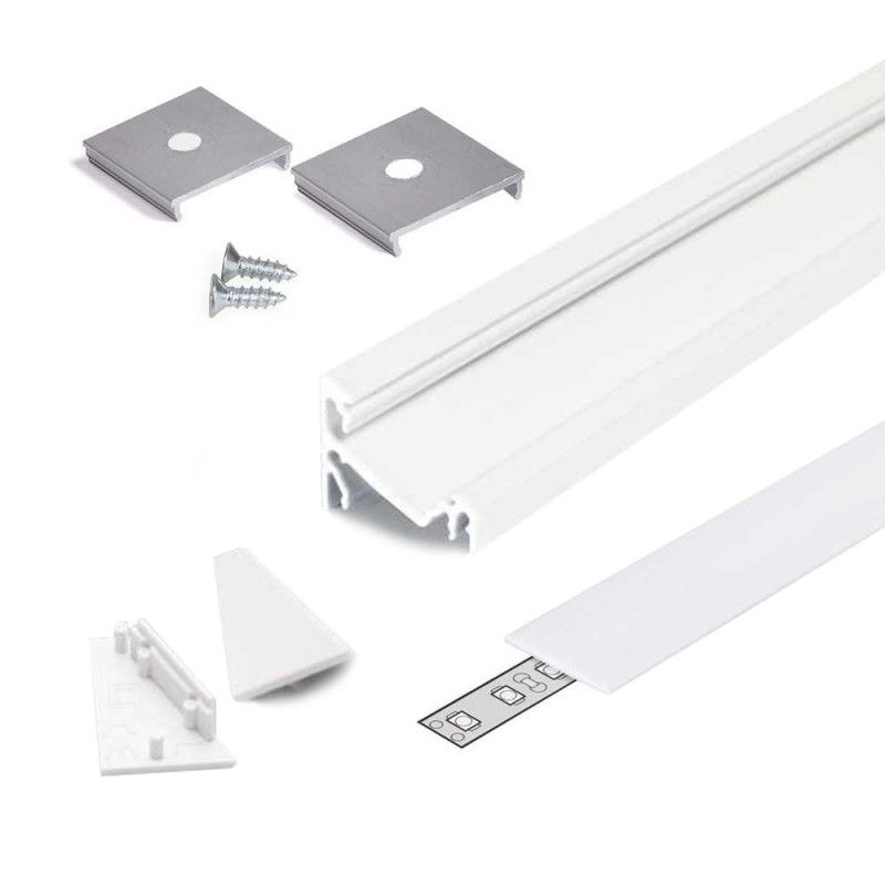 Profil din aluminiu de colt corner 14 pentru banda led - anodizat 2 metri - set complet descriere pr foto 15