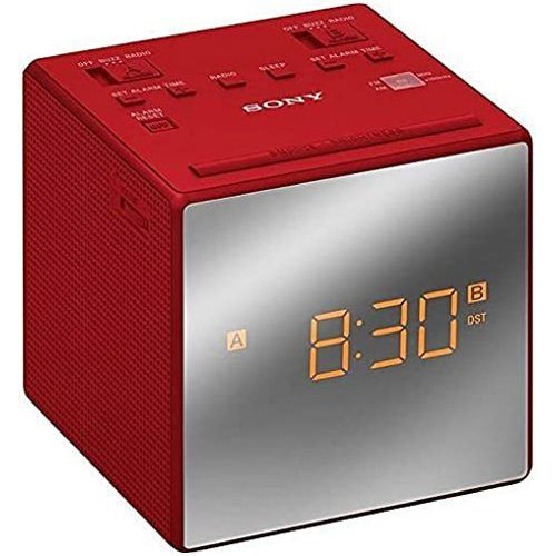 Sony IcfC1T, Red, Clock Radio With Dual Alarm, Am/Fm