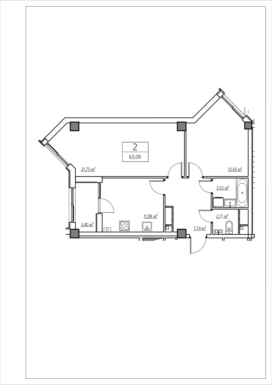 Apartament cu 2 camere,  Centru,  Stăuceni,  Chișinău mun. foto 14