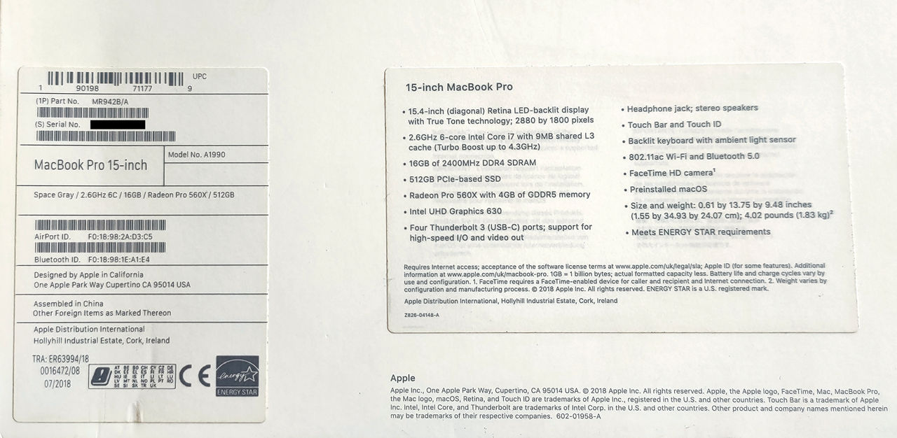 Apple MacBook Pro 15" 2018 Intel Core i7 / 16Gb RAM / 512GB SSD / русская клавиатура фото 8