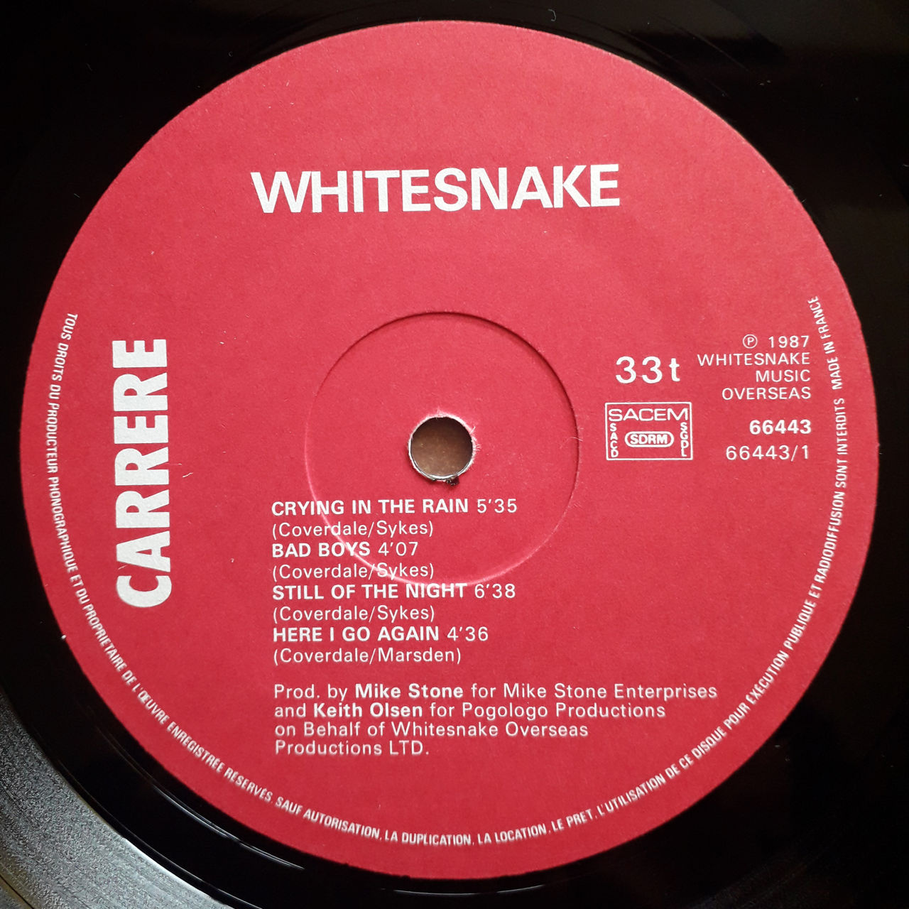 Vinyl whitesnake 1987 