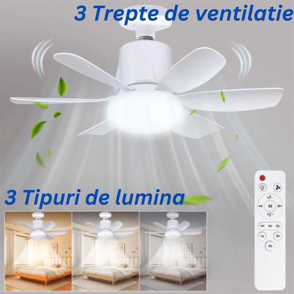 Ventilator de tavan si lumina LED 2 in 1 cu telecomanda foto 1