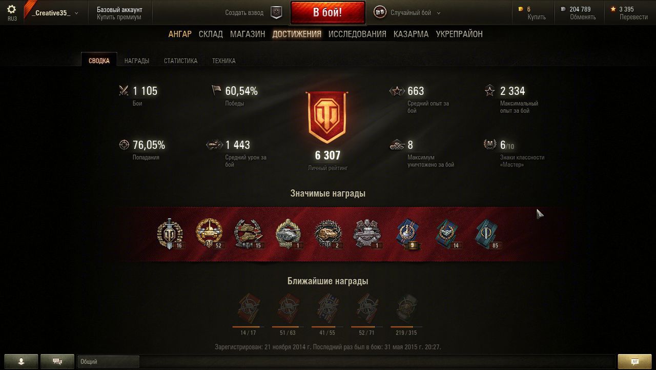 Купите аккаунт World of Tanks с хорошей статистикой в 61% побед , за 800  лей, без привязки к телефон