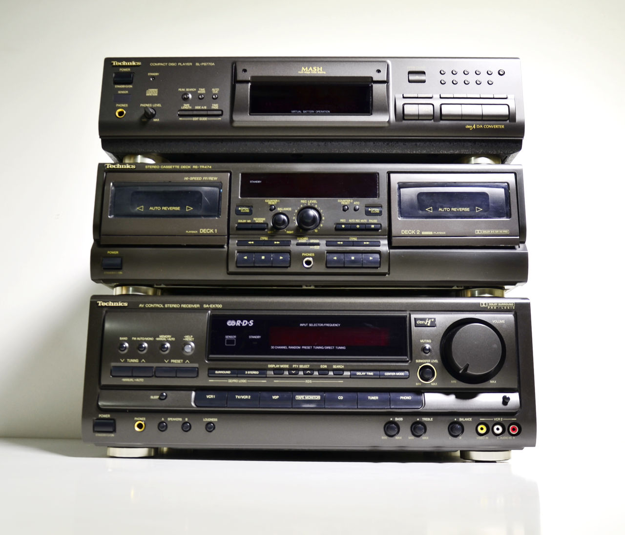 Technics - Hi Fi система ресивер с фонокорректором, 2-х кассетн дека + СД 1 bit dac