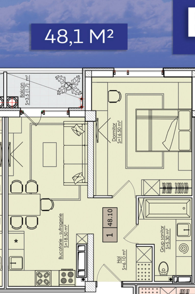 Apartament cu 1 cameră,  Periferie,  Dumbrava,  Chișinău mun. foto 4