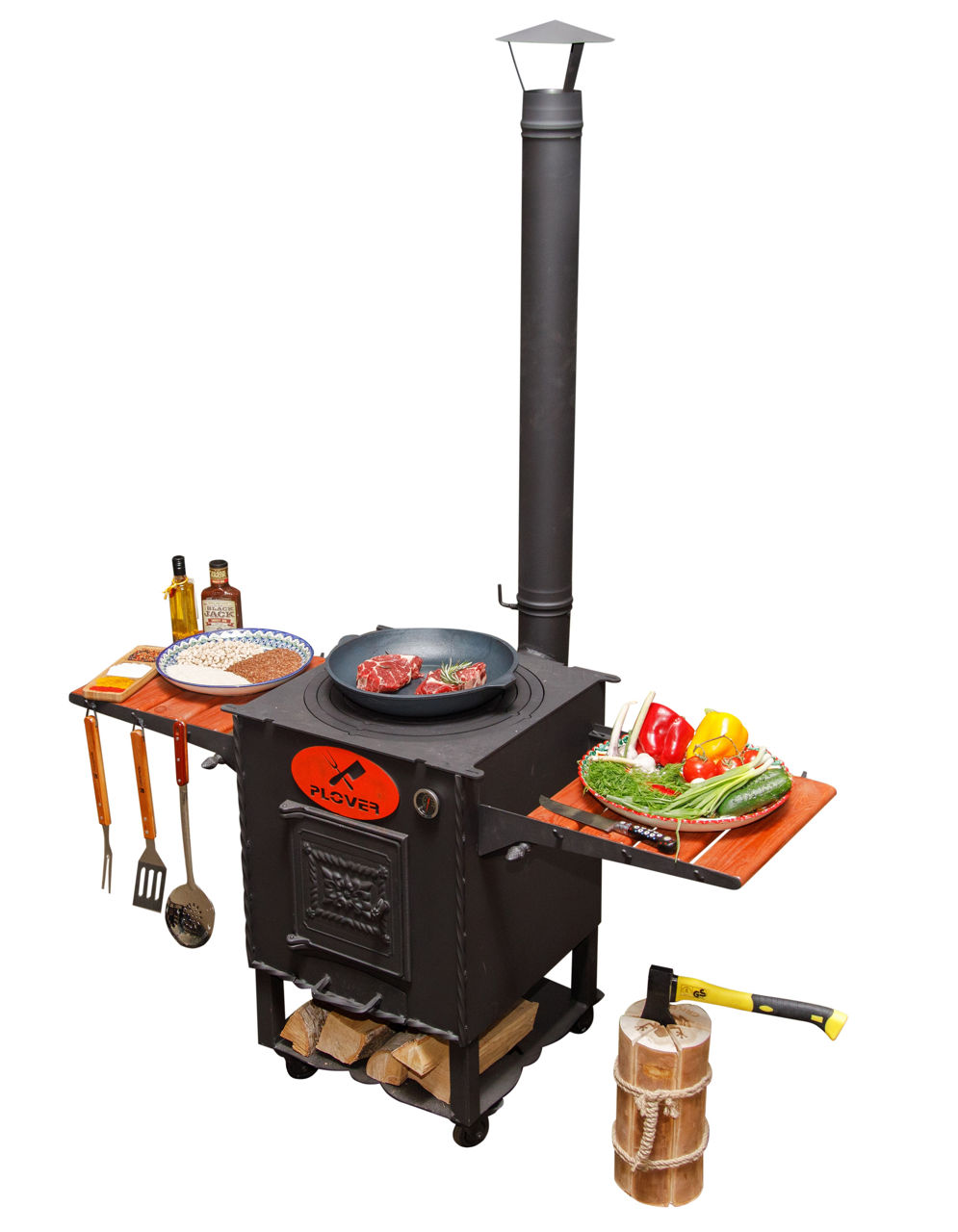 Мангал с печью под казан на 12л гриль BBQ grill gratar steik фото 8