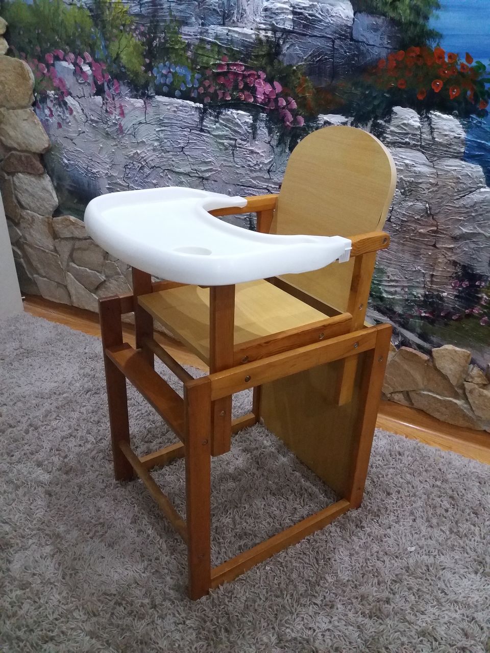 Стульчик для кормления из дерева, трансформер 2 в 1 Б/У.