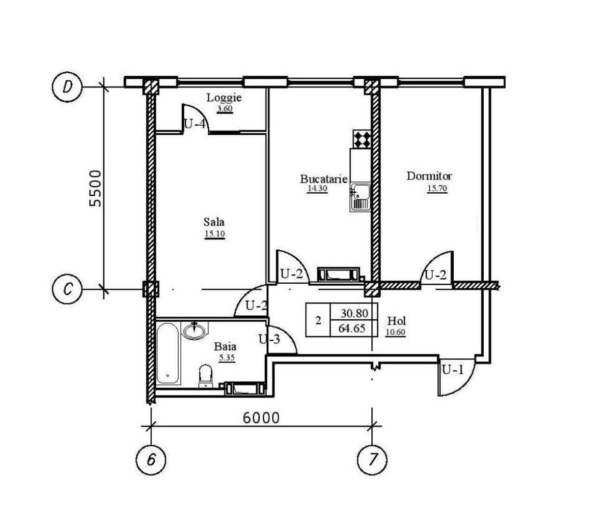 Apartament cu 2 camere, 65 m², Buiucani, Chișinău foto 8