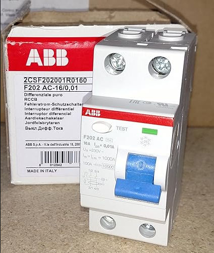 Întrerupător de curent rezidual RCD ABB F202 AC 16/0,01 2CSF202001R0160 Protecție împotriva curentul foto 0