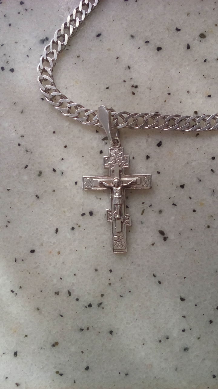 Серебрянный крестик на цепочке 925 проба,60 см.