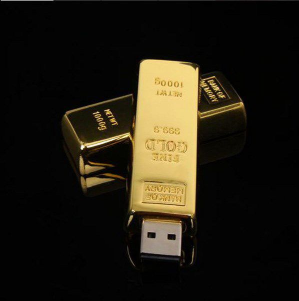 16 гб золотой слиток флэш-накопитель стали usb-палки pendrive металла ...
