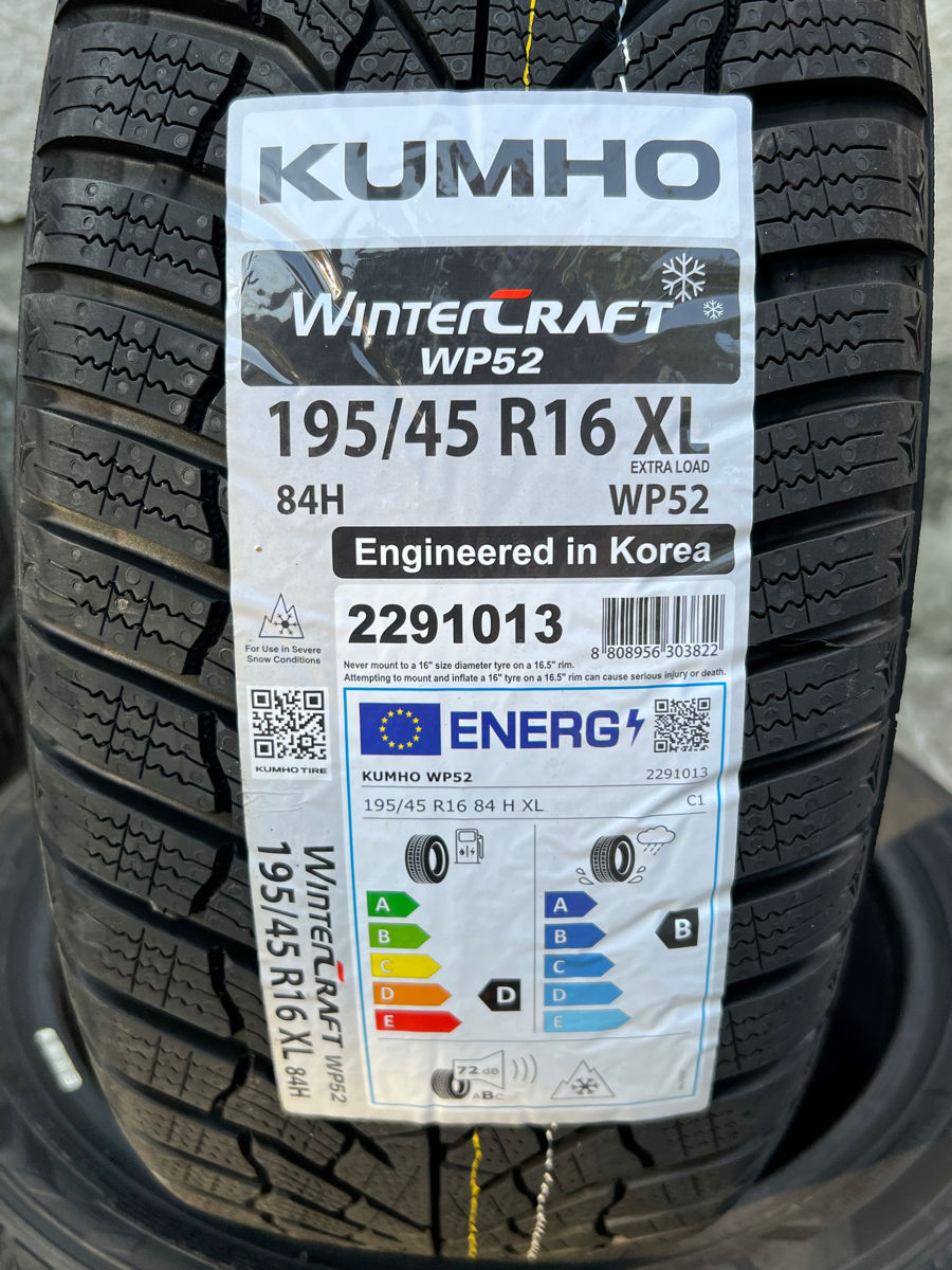 195/45 R16 Kumho Wintercraft WP52/ Доставка, livrare toata Moldova 2024 foto 1