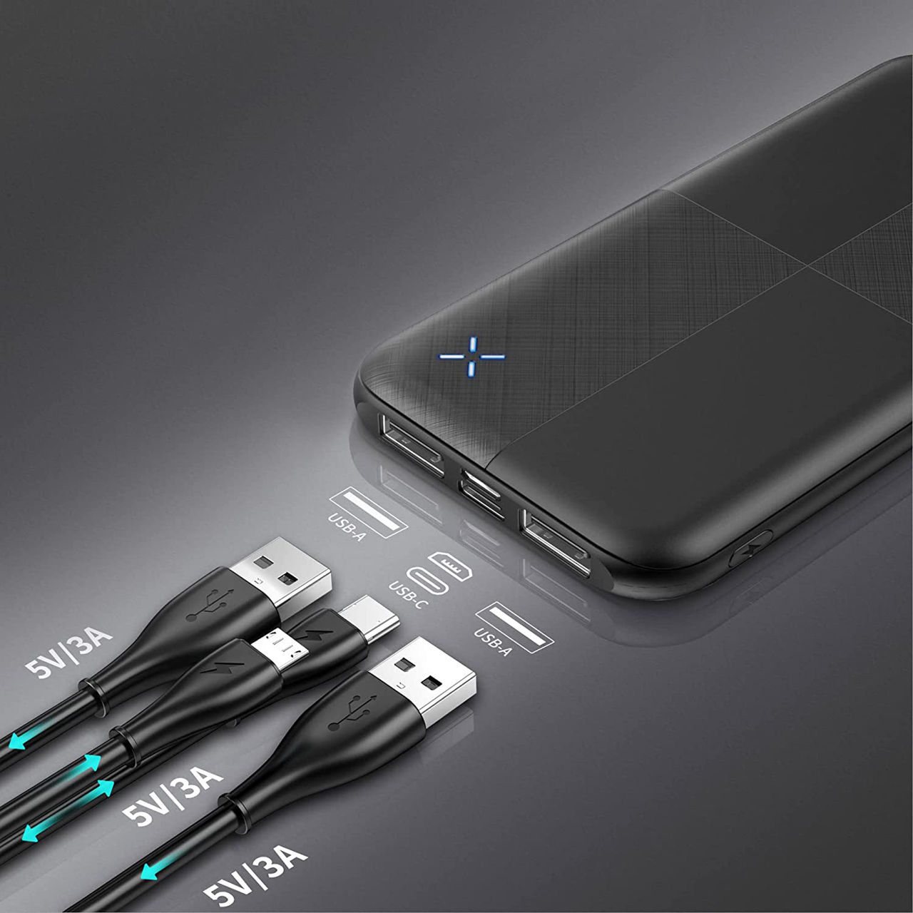 Power Bank 10.800mah 3 USB ports USB C input/output fast charging battery foto 1