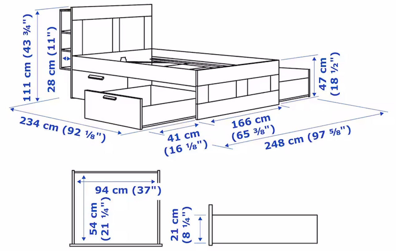 Pat IKEA Brimnes cu depozitare 160x200 foto 4