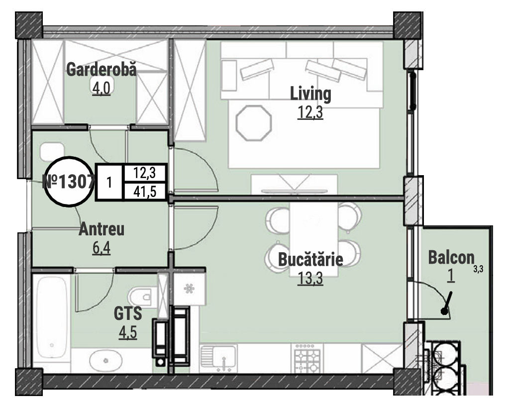 Apartament cu 1 cameră,  Durlești,  Chișinău,  Chișinău mun. foto 1