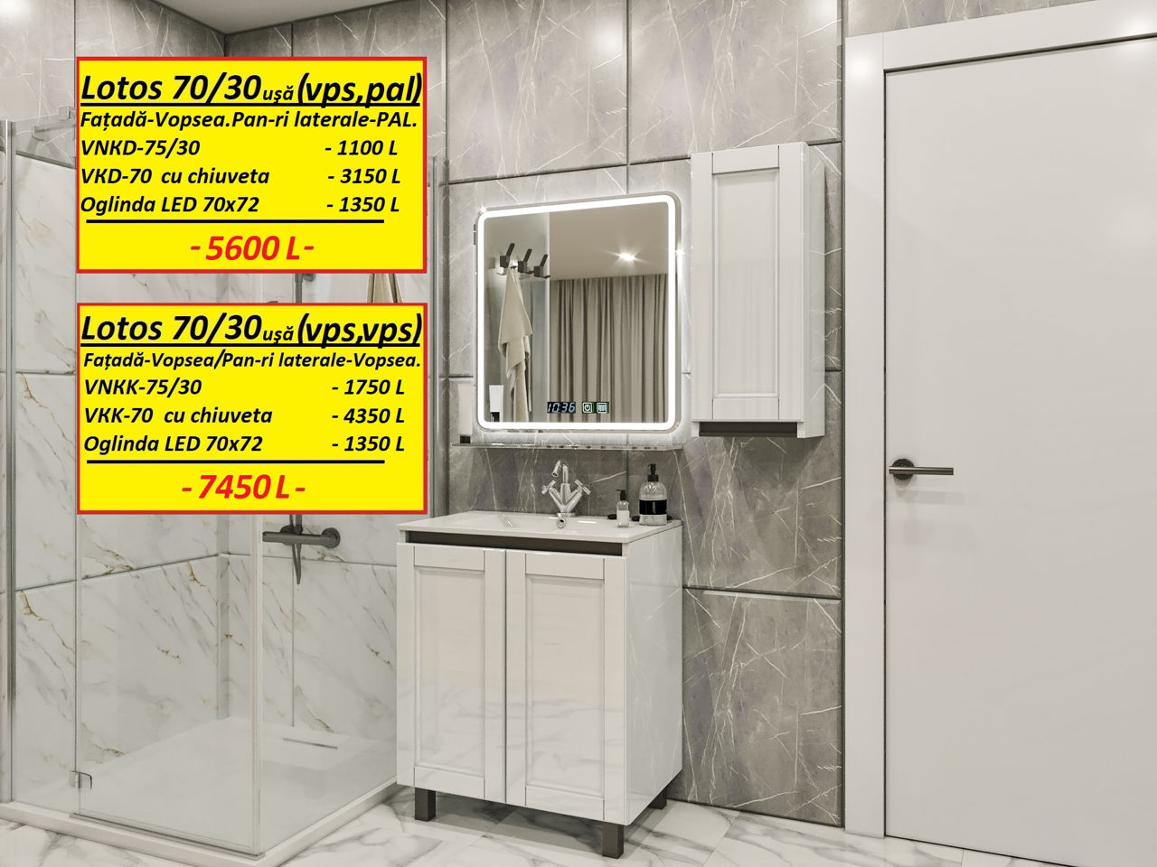 Мебель в ванную МДФ глянец/мат.Фабрика. Mobilier baie MDF lucios/mat (high gloss).De la producator. foto 14
