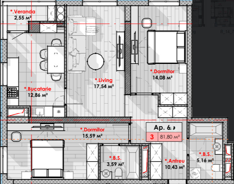 Apartament cu 3 camere, 82 m², Râșcani, Chișinău foto 2